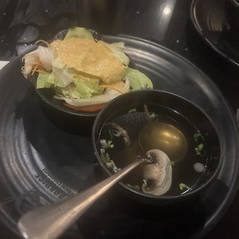 Paradise Hibachi Steakhouse - 1. Miso Soup and 3. House Salad - Sushi Bars Near Me - Cresco, Pennsylvania