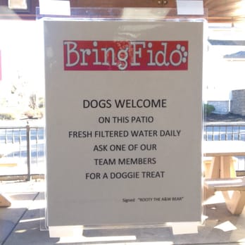 A&W Restaurant - New announcement welcoming dogs to outside seating area. Menu: free treats and cool water. - Burgers Near Me - Saint Helena, California