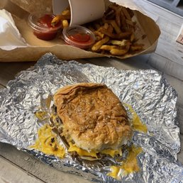Cheese burger and small fry Cheese burger and small fry