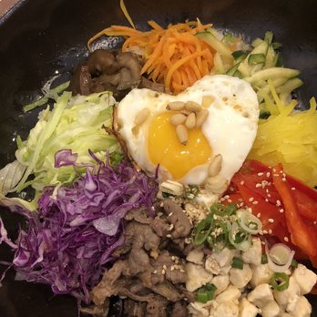 Bop Joa - Beautiful Bibimbap - LOVE the heart shaped fried egg!! - Korean Near Me - Sachse, Texas