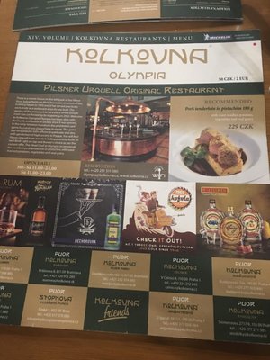Menu photo 2 Kolkovna Olympia Prague, PR Menu photo 2 Kolkovna Olympia Prague, PR