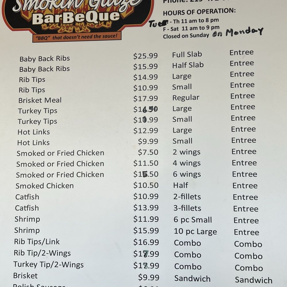 Smokin Glaze BarBeQue - Menu 2024 - Barbeque Near Me - Merrillville, Indiana Smokin Glaze BarBeQue - Menu 2024 - Barbeque Near Me - Merrillville, Indiana