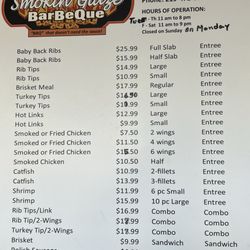 Smokin Glaze BarBeQue - Menu 2024