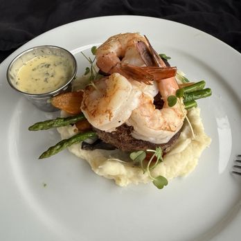 Rayson Winery & Vineyards - Filet and Shrimp, mash potatoes and veggie melody. Very tasty!!!! This is called Surf and Turf in the menu. - Wine Tasting Room Near Me - Mocksville, North Carolina Rayson Winery & Vineyards - Filet and Shrimp, mash potatoes and veggie melody. Very tasty!!!! This is called Surf and Turf in the menu. - Wine Tasting Room Near Me - Mocksville, North Carolina