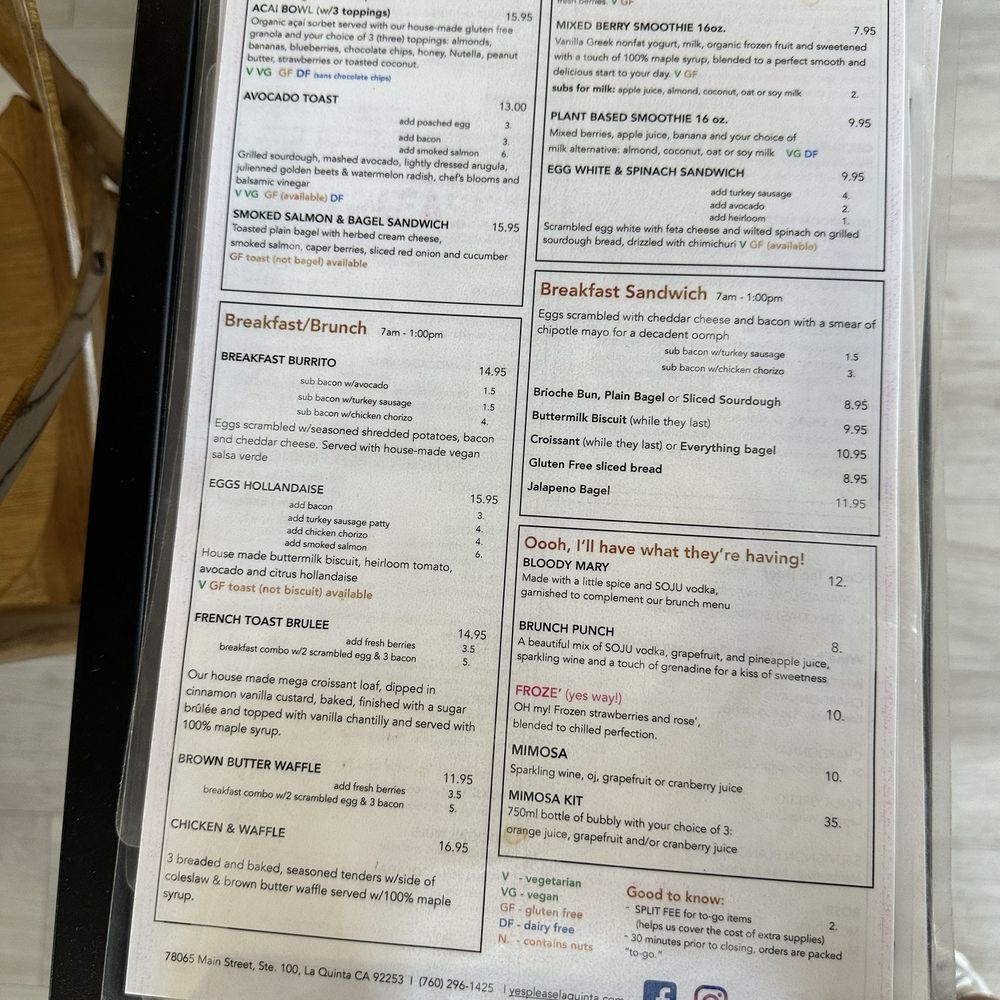 YES PLEASE - Menu - Coffee & Tea Near Me - La Quinta, California YES PLEASE - Menu - Coffee & Tea Near Me - La Quinta, California