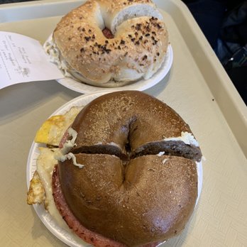 Grand Central Bagel Cafe - Onion breakfast sandwich. Pumpernickel breakfast sandwich. - Bagels Near Me - Lancaster, Pennsylvania
