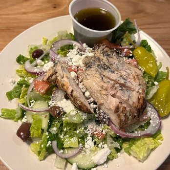 The Drift - Greek Salad with grilled chicken - Bars Near Me - Winterset, Iowa