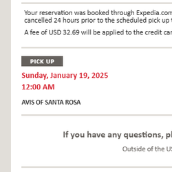 Avis completely dishonest "no show" fee email that lies about pick up time