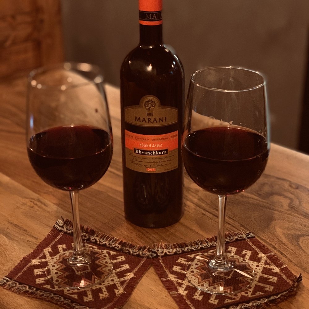 Dediko - Khvanchkara wine. It is a semi-sweet red wine that paid nicely with the cuisine. - Georgian Near Me - Vancouver, Washington Dediko - Khvanchkara wine. It is a semi-sweet red wine that paid nicely with the cuisine. - Georgian Near Me - Vancouver, Washington