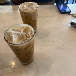 Hazelnut latte and salted caramel latte Hazelnut latte and salted caramel latte