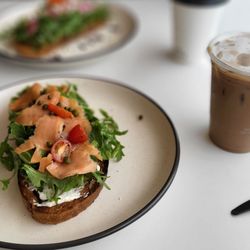 Reborn Coffee - d'lox toast and iced coconut mocha