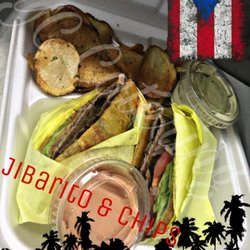 YC Catering - Jibarito Sandwich with Home made Chips.