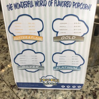 Popcorn Palooza - Their pricing. Anything with chocolate in it is platinum. - Popcorn Shops Near Me - Chamblee, Georgia Popcorn Palooza - Their pricing. Anything with chocolate in it is platinum. - Popcorn Shops Near Me - Chamblee, Georgia