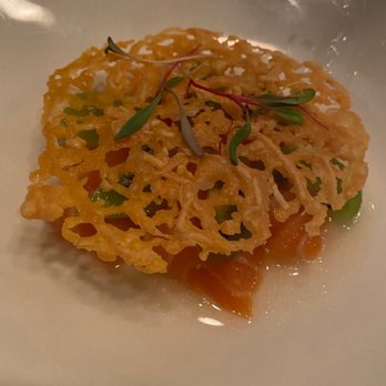 Uchi Dallas - This Gouda crisp complimented the salmon perfectly! - Japanese Near Me - Dallas, Texas Uchi Dallas - This Gouda crisp complimented the salmon perfectly! - Japanese Near Me - Dallas, Texas