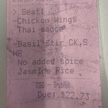 Ka Thai - What should of been my bill and what the deliverer gave me as he assured me that I would not be billed for the coffee I never received. - Thai Near Me - Dallas, Texas