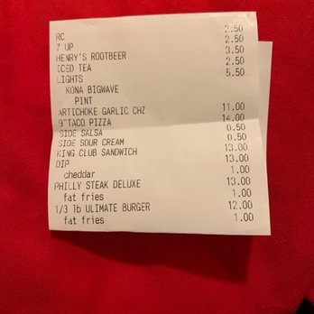 Capone's Pub & Grill - the receipt - Pizza Near Me - Post Falls, Idaho