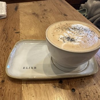 Elixr Coffee Roasters - Black salt caramel latte - Cafes Near Me - State College, Pennsylvania Elixr Coffee Roasters - Black salt caramel latte - Cafes Near Me - State College, Pennsylvania