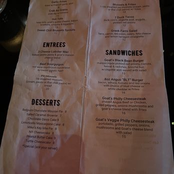 Goat's - Menu - Cocktail Bars Near Me - Columbia, South Carolina