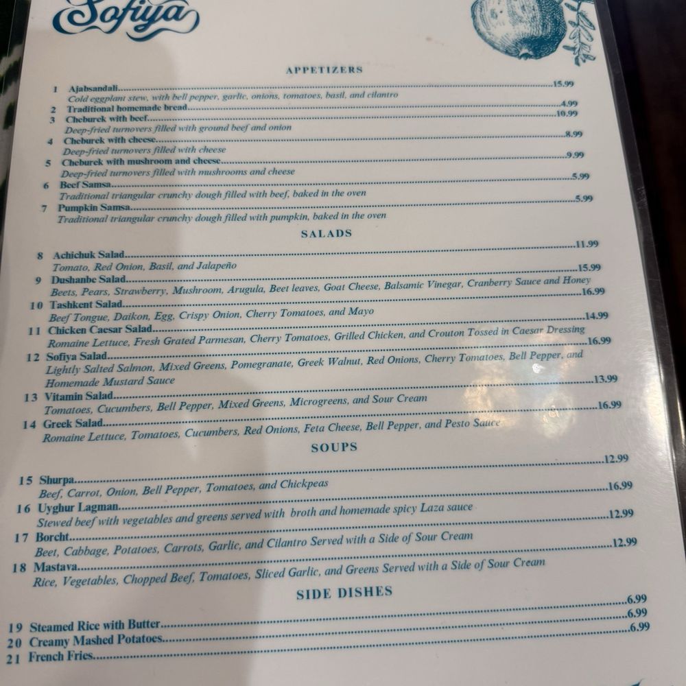 Sofiya - Menu 2/28/26 - Halal Near Me - San Francisco, California