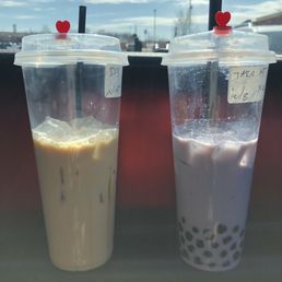 Brown sugar full sweet and Taro medium sweet