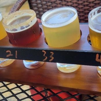 V Pizza - Beer Flight! Check out that honey rim - Pizza Near Me - Cary, North Carolina V Pizza - Beer Flight! Check out that honey rim - Pizza Near Me - Cary, North Carolina