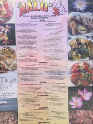 Menu photo 4 Nalu's St. Augustine, FL