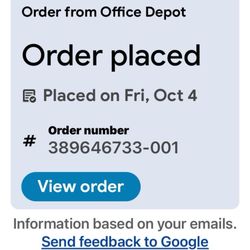 Office Depot - On Line Order placed with Office Depot