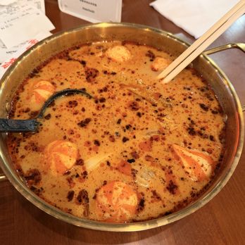 Mala Town - Beef Bone Broth - Medium Spice (really bad fish balls w roe) - Hot Pot Near Me - Pleasanton, California Mala Town - Beef Bone Broth - Medium Spice (really bad fish balls w roe) - Hot Pot Near Me - Pleasanton, California