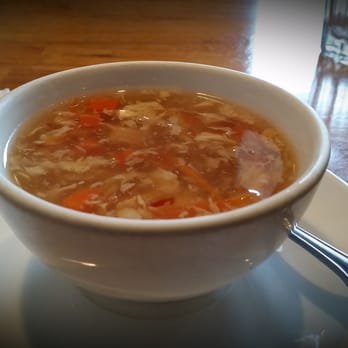 Tasty Thai - Hot and sour soup... contains egg and tofu. Served complimentary at lunch - Thai Near Me - Bellevue, Washington