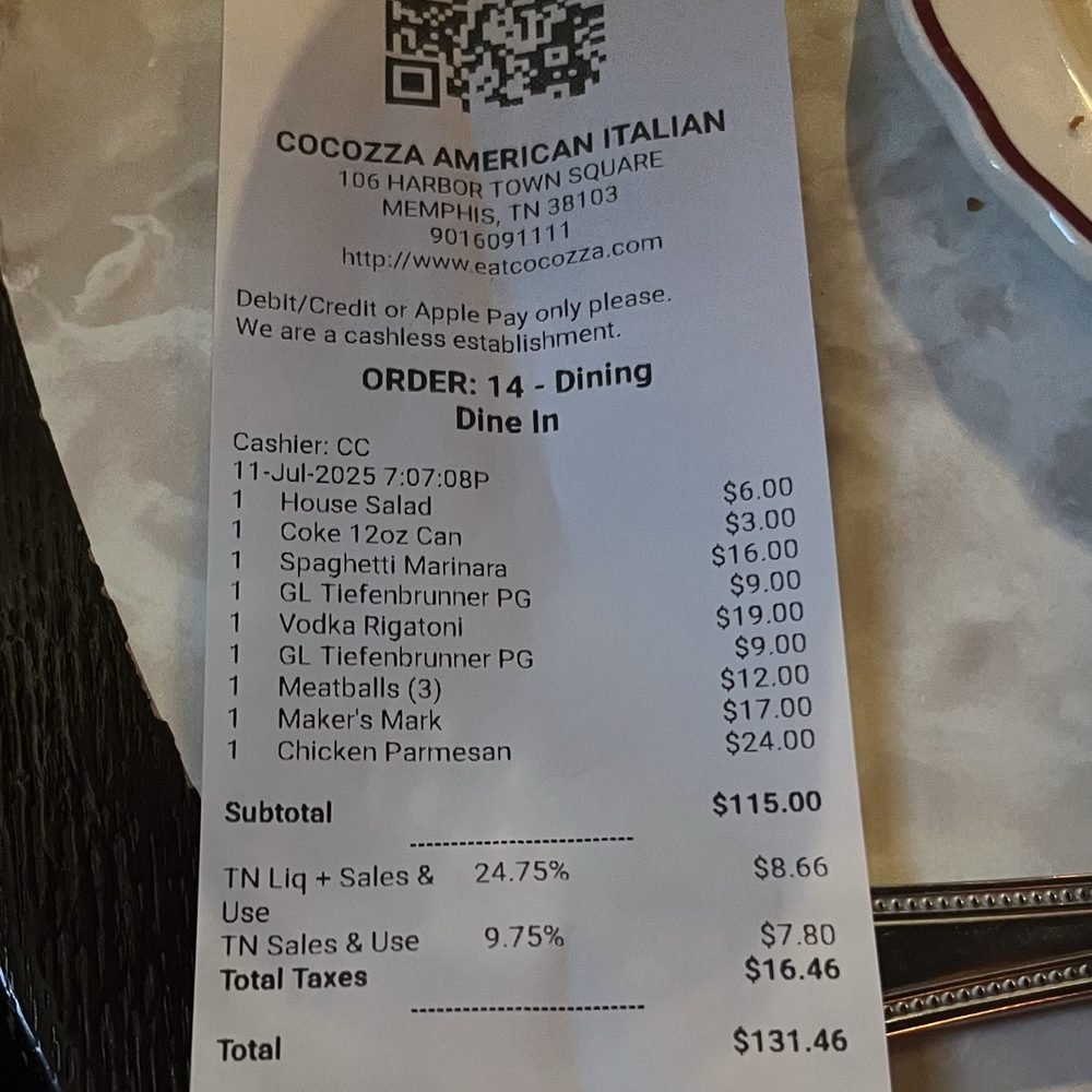 Cocozza - Very fair prices.... - Italian Near Me - Memphis, Tennessee