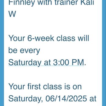 PetSmart - Confirmation of registration for training class - Pet Training Near Me - Cheektowaga, New York