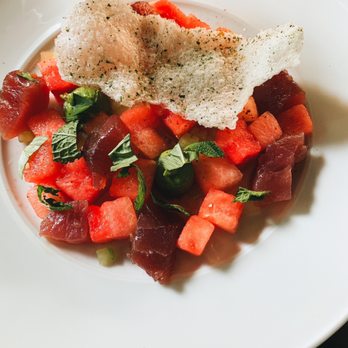 Hawthorne & Wood - Yellowfin tuna crudo - New American Near Me - Chapel Hill, North Carolina