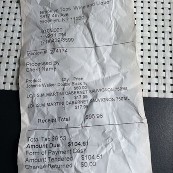 Sunset Liquor & Wine - 在付现金的情况下 居然加税 还理直气壮的那种.  太坑 - Beer, Wine & Spirits Near Me - Brooklyn, New York