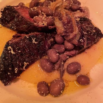 King - Hanger steak chargrilled over rosemary branches with soft polenta, trevise, borlotti beans and parmesan - Italian Near Me - New York, New York