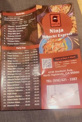 Menu photo 3 Ninja Hibachi Express North Highlands, CA