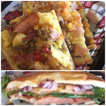 Panini Bread and Grill - Breakfast pizza (best breakfast ever!) and the Salmon breakfast sandwich! Super fresh!! Yummmm everything!! - Sandwiches Near Me - Glendale, Arizona