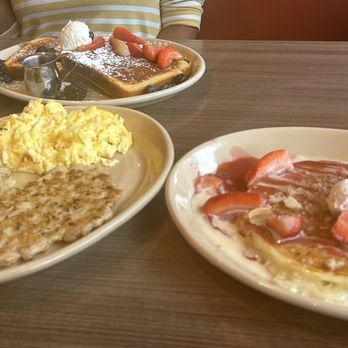Snooze, an A.M. Eatery - 3 egg classic with chicken, sausage and strawberry shortcake pancake! - Breakfast & Brunch Near Me - Addison, Texas