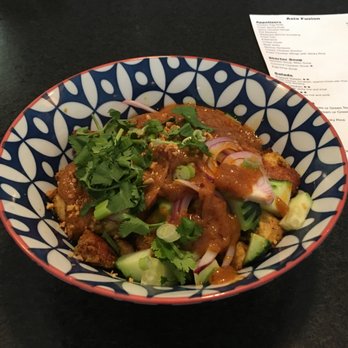 Asia Fusion - Chicken Satay. Not spicy, but if you kick it up with some red chili oil, it becomes outstanding! - Asian Fusion Near Me - Rochester, Minnesota Asia Fusion - Chicken Satay. Not spicy, but if you kick it up with some red chili oil, it becomes outstanding! - Asian Fusion Near Me - Rochester, Minnesota