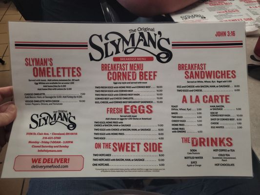 Menu photo 2 Slyman's Restaurant  Cleveland, OH