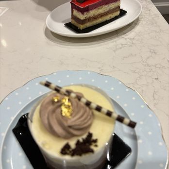 Chez Alice Cafe & Bakery - Cassis cake and trilogy mousse - Coffee & Tea Near Me - Princeton, New Jersey