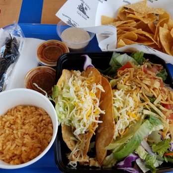 Snapper Jack's Taco Shack - Jacks Combo - Two Tacos with Rice, Salad, Chips and Salsa - Mexican Near Me - Thousand Oaks, California