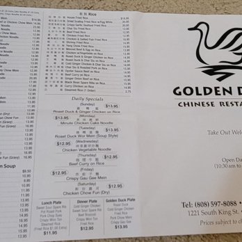Golden Duck - Menu 5/23/22 - Seafood Near Me - Honolulu, Hawaii Golden Duck - Menu 5/23/22 - Seafood Near Me - Honolulu, Hawaii