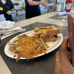 Steak  sandwich with homemade hash browns