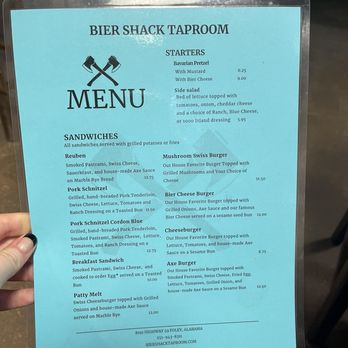 Bier Shack Taproom - Menu - Axe Throwing Near Me - Foley, Alabama