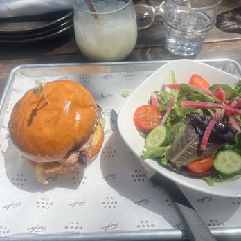 Fairfax Brewing Company - Grilled Ahi Tuna Burger with side salad - Brewpubs Near Me - Fairfax, California Fairfax Brewing Company - Grilled Ahi Tuna Burger with side salad - Brewpubs Near Me - Fairfax, California
