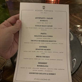 Siena Tavern - Pre-fix menu - Italian Near Me - Chicago, Illinois Siena Tavern - Pre-fix menu - Italian Near Me - Chicago, Illinois