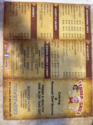 Menu photo 1 Tender Grill Cafe San Fernando, CA Menu photo 1 Tender Grill Cafe San Fernando, CA