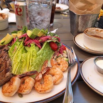 Ramon's Tacos Y Tapas - Steak and romaine salad with added shrimp and dressings on the side. Service is always friendly and efficient. - Tacos Near Me - Glendora, California