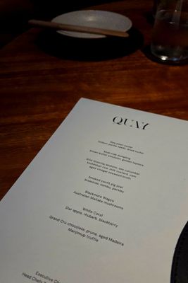 Menu photo 1 Quay Restaurant Sydney, NSW