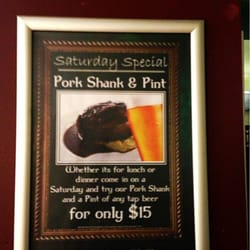 The Bridge Club - Saturday special. Pint with pork rump (with chips/salad) $15.